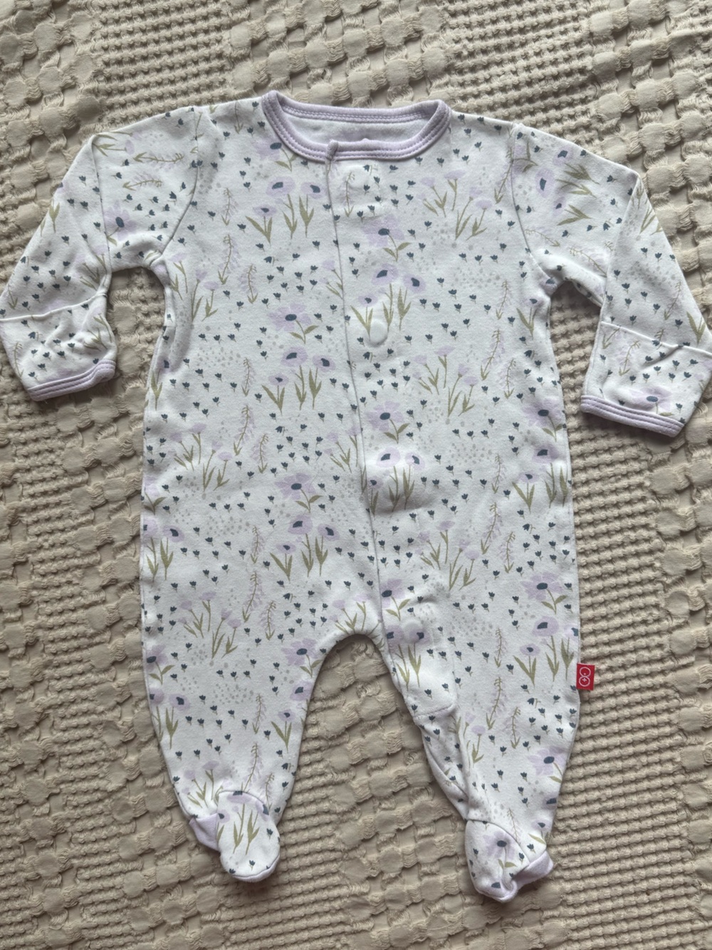 Magnetic Me White One-Piece with Lavender & Green Floral Print